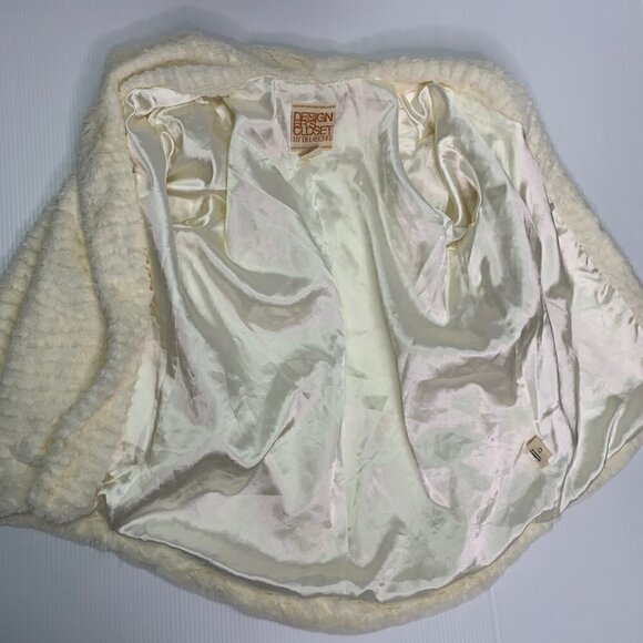 Billabong Designer Medium Ivory Faux Fur Jacket Party Formal - Picture 4 of 8